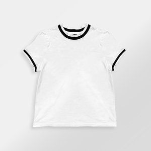 Calvin Klein Women's White With Black Stripe Ringer Tee Size Small